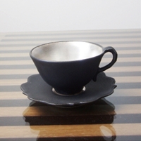 黒釉銀彩カップ&ソーサ(M)